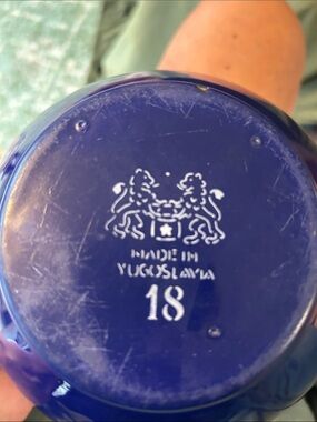Cobolt Blue enamelware  Home Accent Bowl - Made in Yugoslavia 7 inches wide